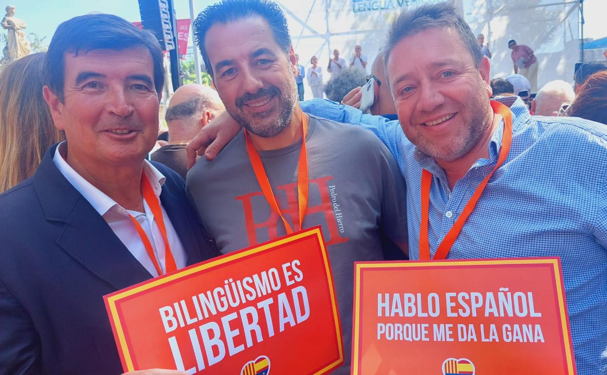 Giner, durante la manifestación de este domingo en Barcelona.
