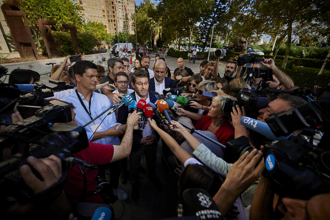 El expresidente de la Diputación de Valencia, Jorge Rodríguez, en la Ciudad de la Justicia de Valencia. 