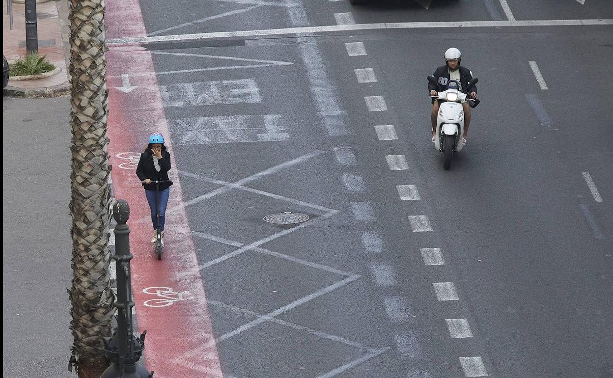 Carril bici en Valencia.