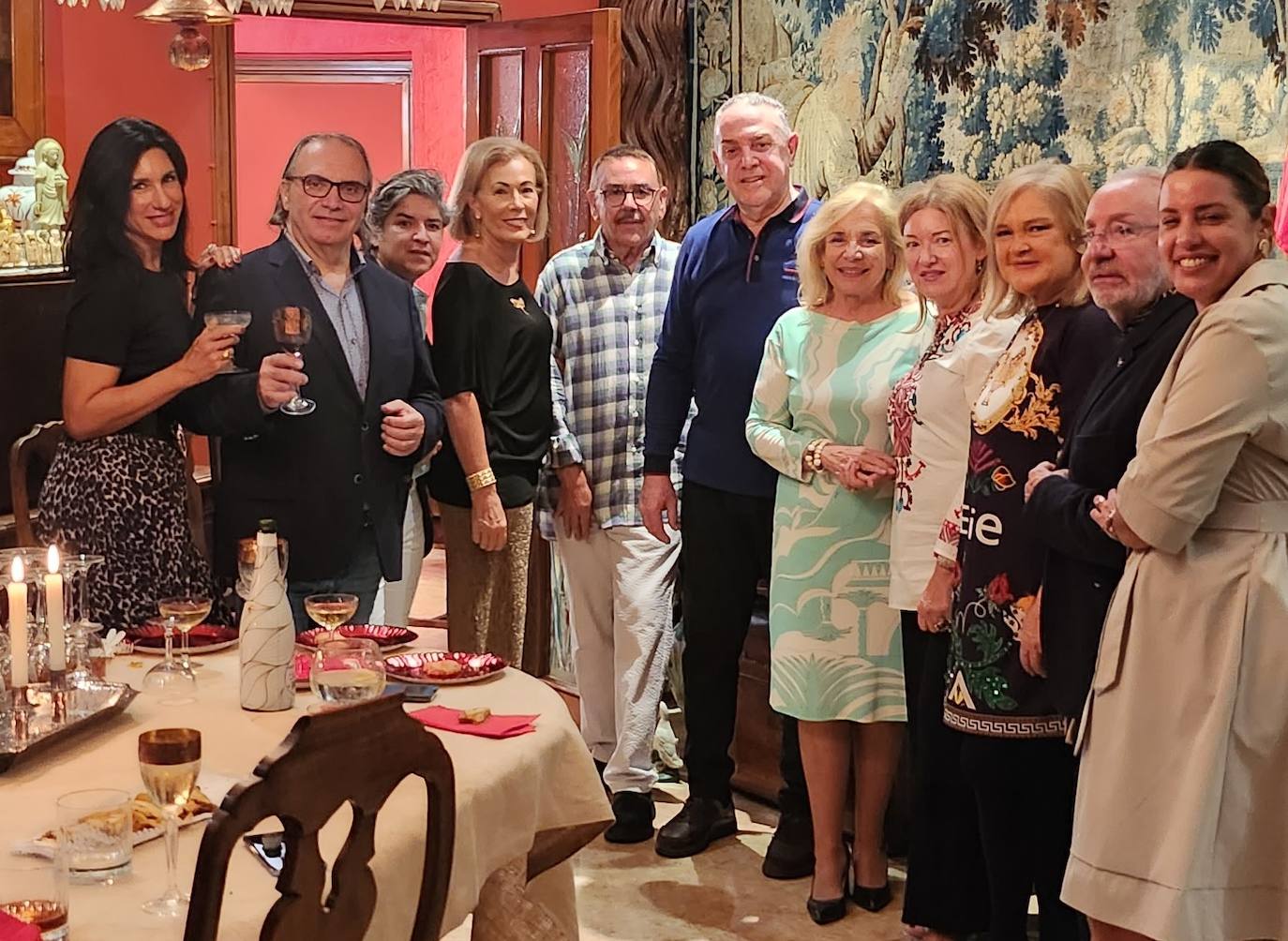 Cena en casa de Amado, a la que asistieron Carmen de Rosa, Mª José Navarro, José Soto o Luis Sendra.