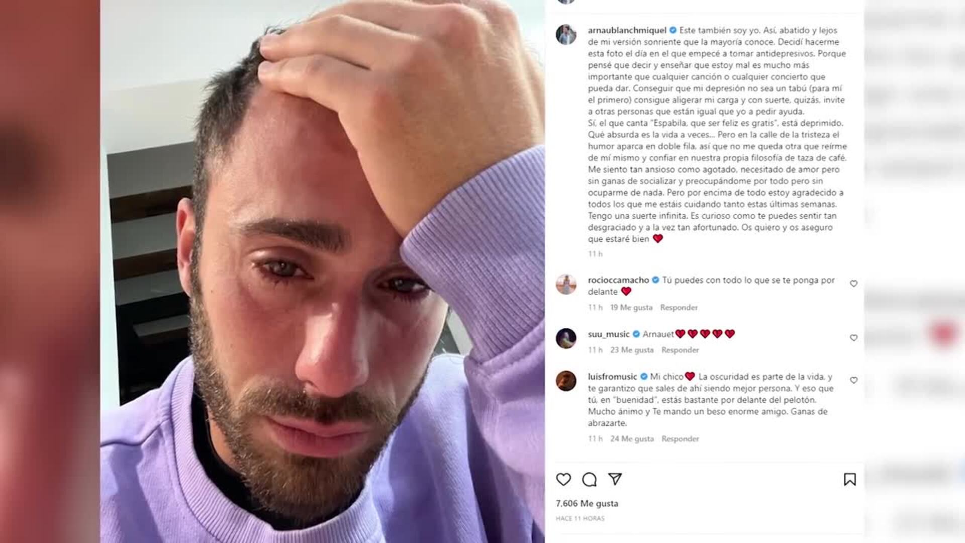 Arnau Blanch, vocalista de Arnau Griso, confiesa estar sufriendo una depresión