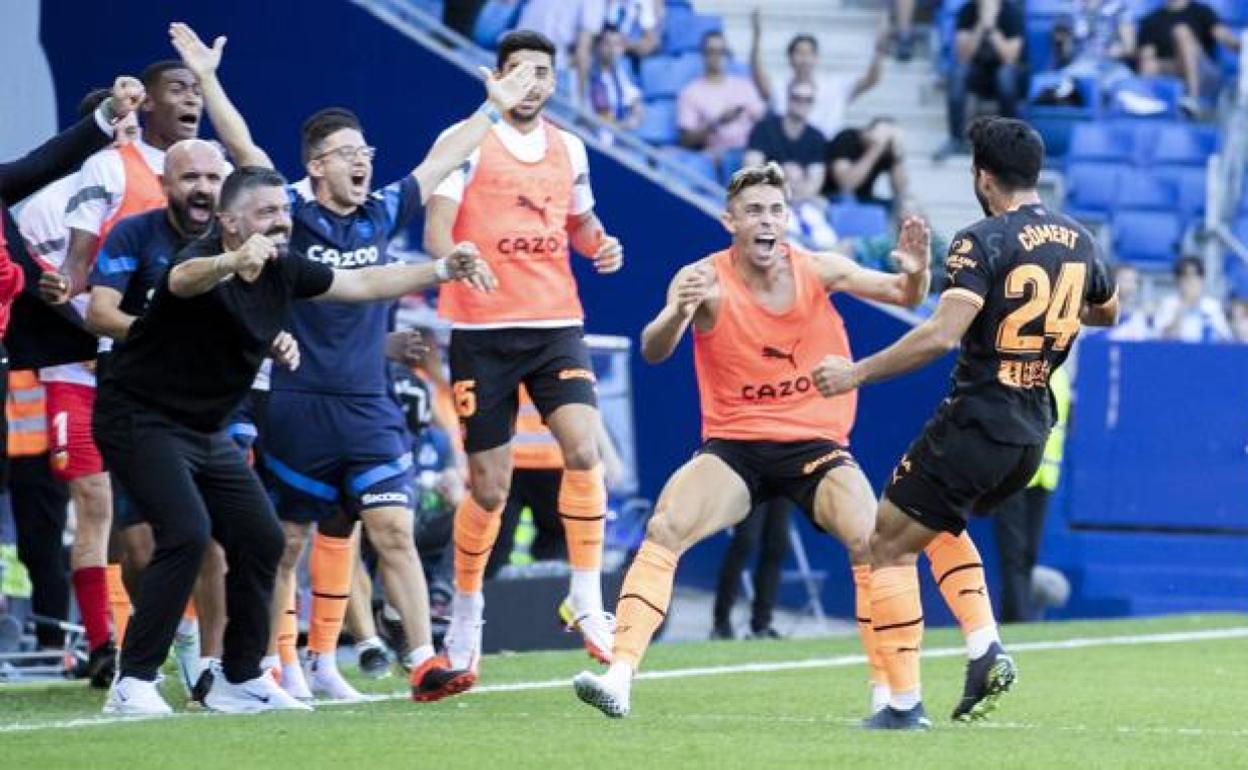 Comert, tras marcar el gol del empate frente al Espanyol. 