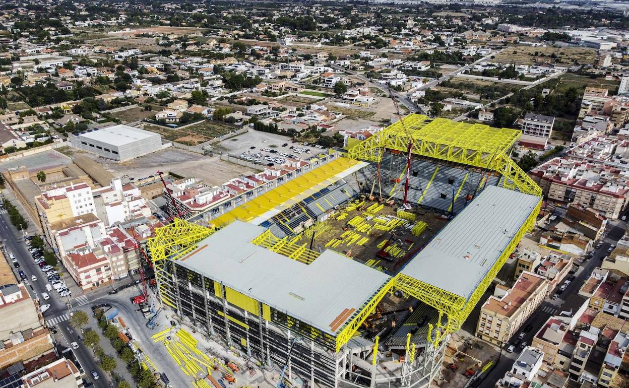 Fotografía aérea del estado de las obras en el Estadio de La Cermámica.