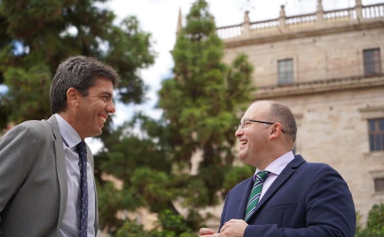 El Vicesecretario general de Organización del PP, Miguel Tellado y el presidente del PPCV, Carlos Mazón