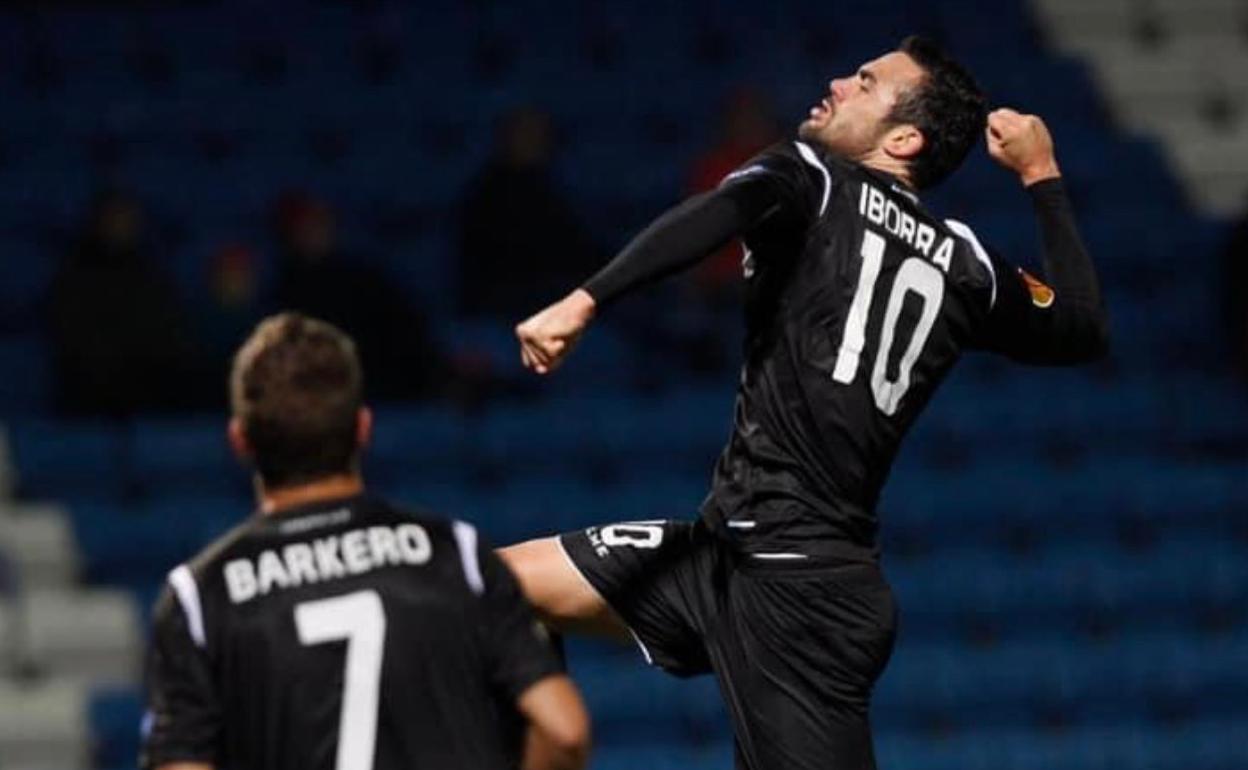 Iborra, celebrando el gol en la Europa League 