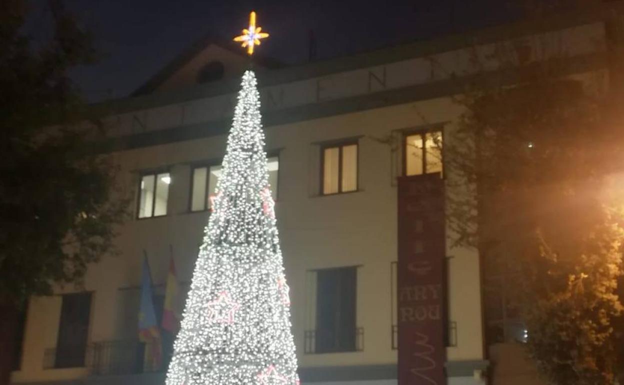 El árbol de Navidad frente al ayuntamiento. 