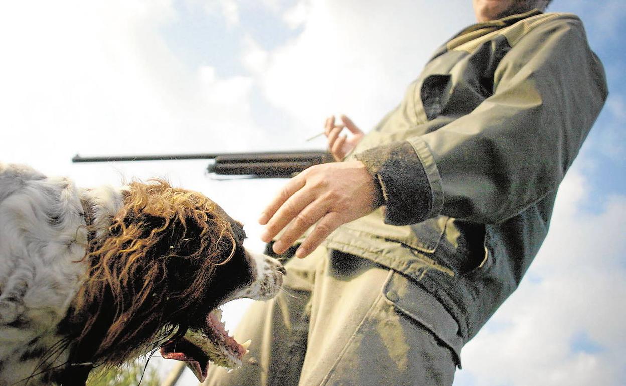 Un cazador con su perro. 