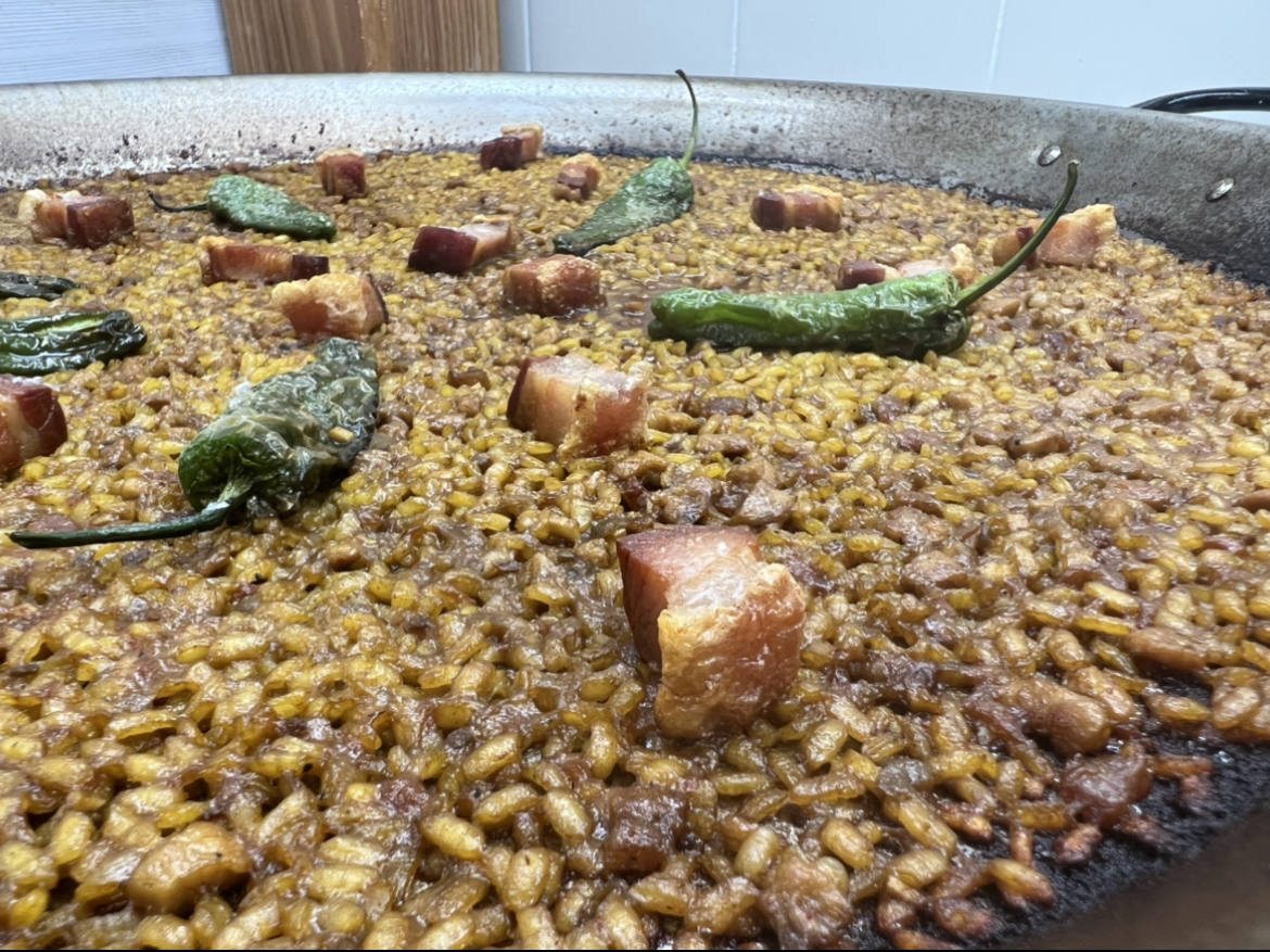 Arroz de torreznos de Soria y presa ibérica