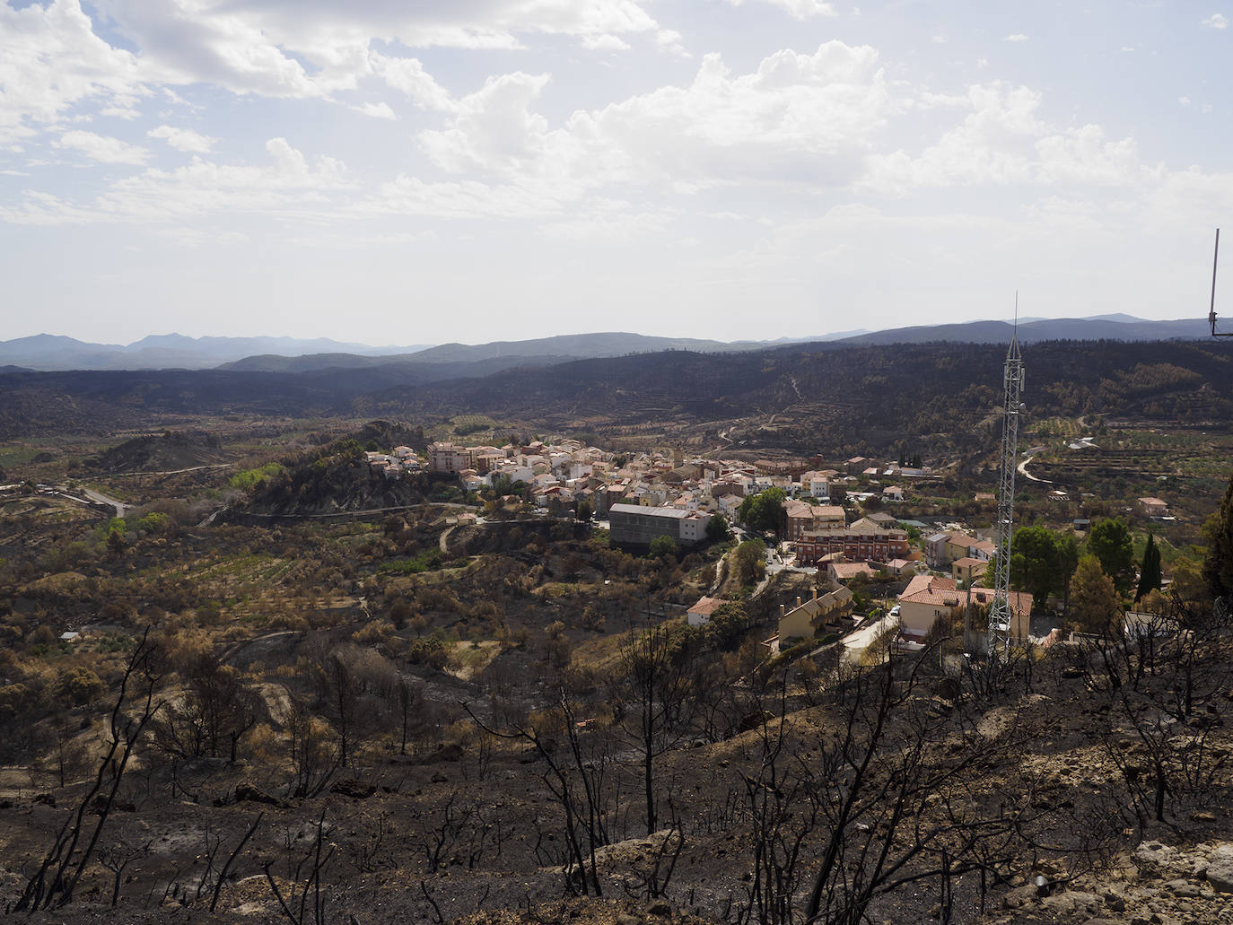 Término municipal de Torás tras el incendio sufrido en agosto de 2022.