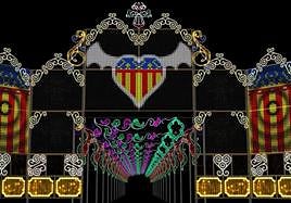 Recreación de las luces de la falla Malvarrosa-Antonio Ponz-Cavite.