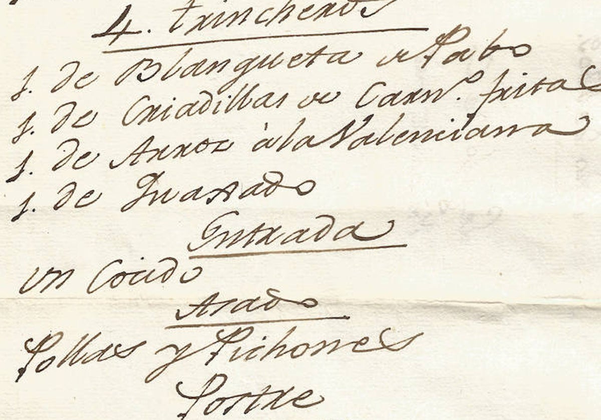 La reina María Luisa de Parma, como se puede ver en esta carta, ya tenía incluido en sus menús de Palacio el 'arroz a la valenciana' en 1788.
