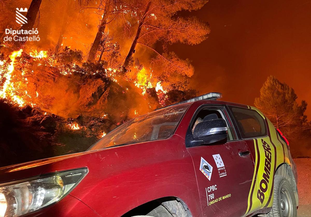 Incendio forestal en Villanueva de Viver