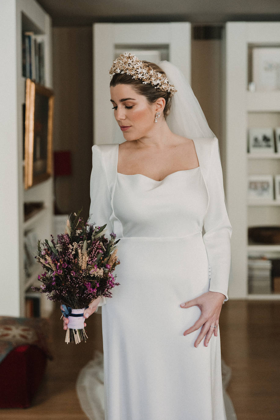 La novia, con un traje de José Puerta, de Toussette, que reccreaba el que llevó su madre.