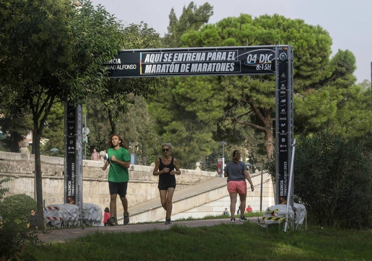 Corredores en el carril 5K Jardí del Turia, en la preparación de la última edición del maratón.