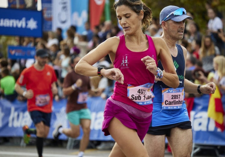 Una de las liebres, durante la última edición de los 21K valencianos.