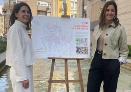 La vicealcaldesa de Valencia, Sandra Gómez (dcha.), junto a María Pérez, candidata al área de Movilidad por el PSPV.