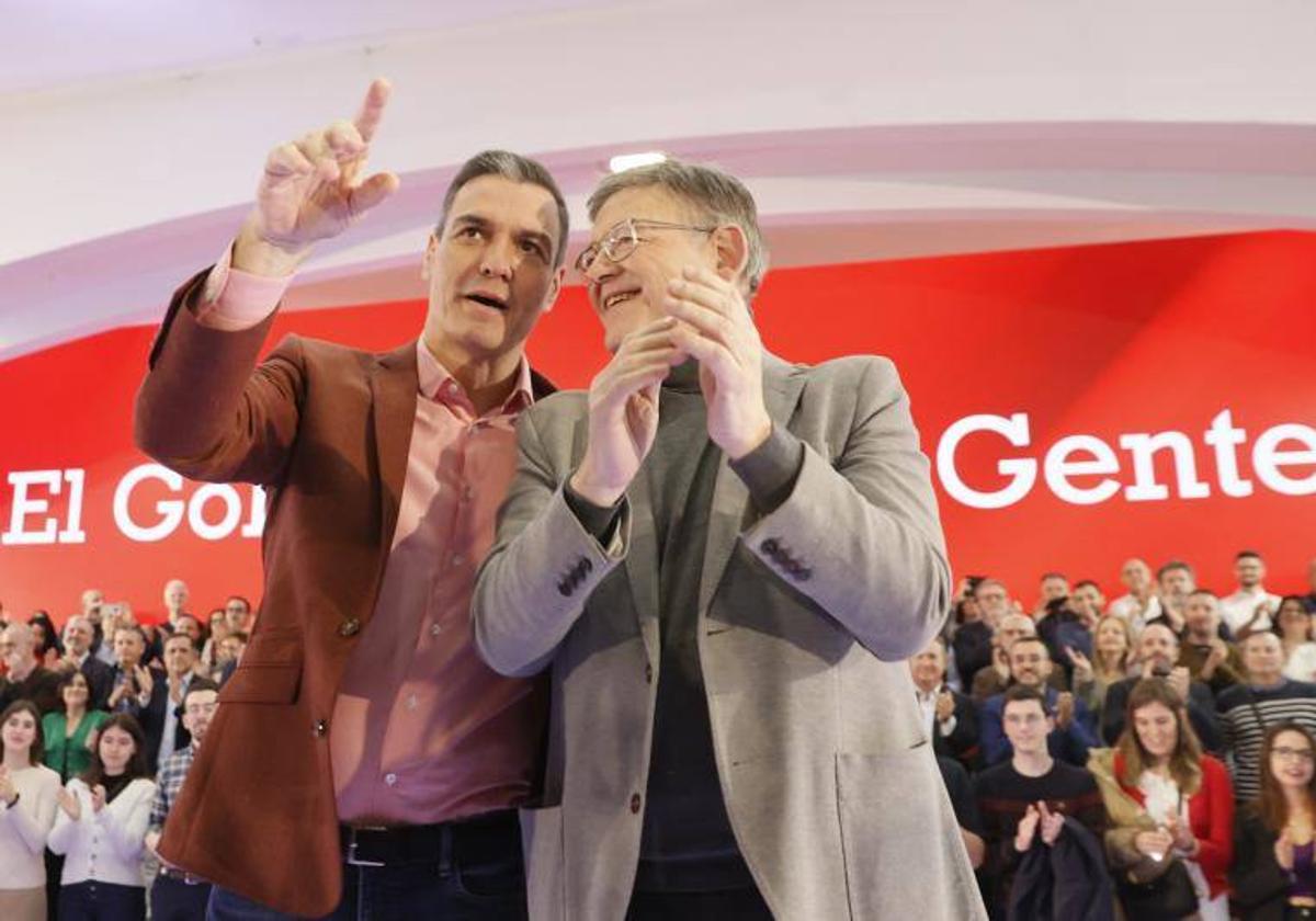 Sánchez y Puig, en un acto del PSPV en Valencia.