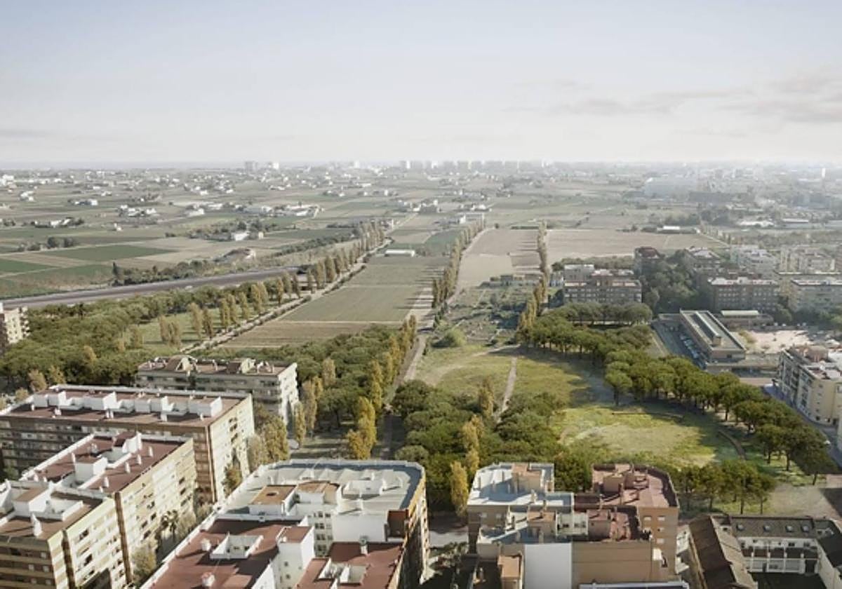 Recreación de la periferia del barrio con la ronda norte soterrada.