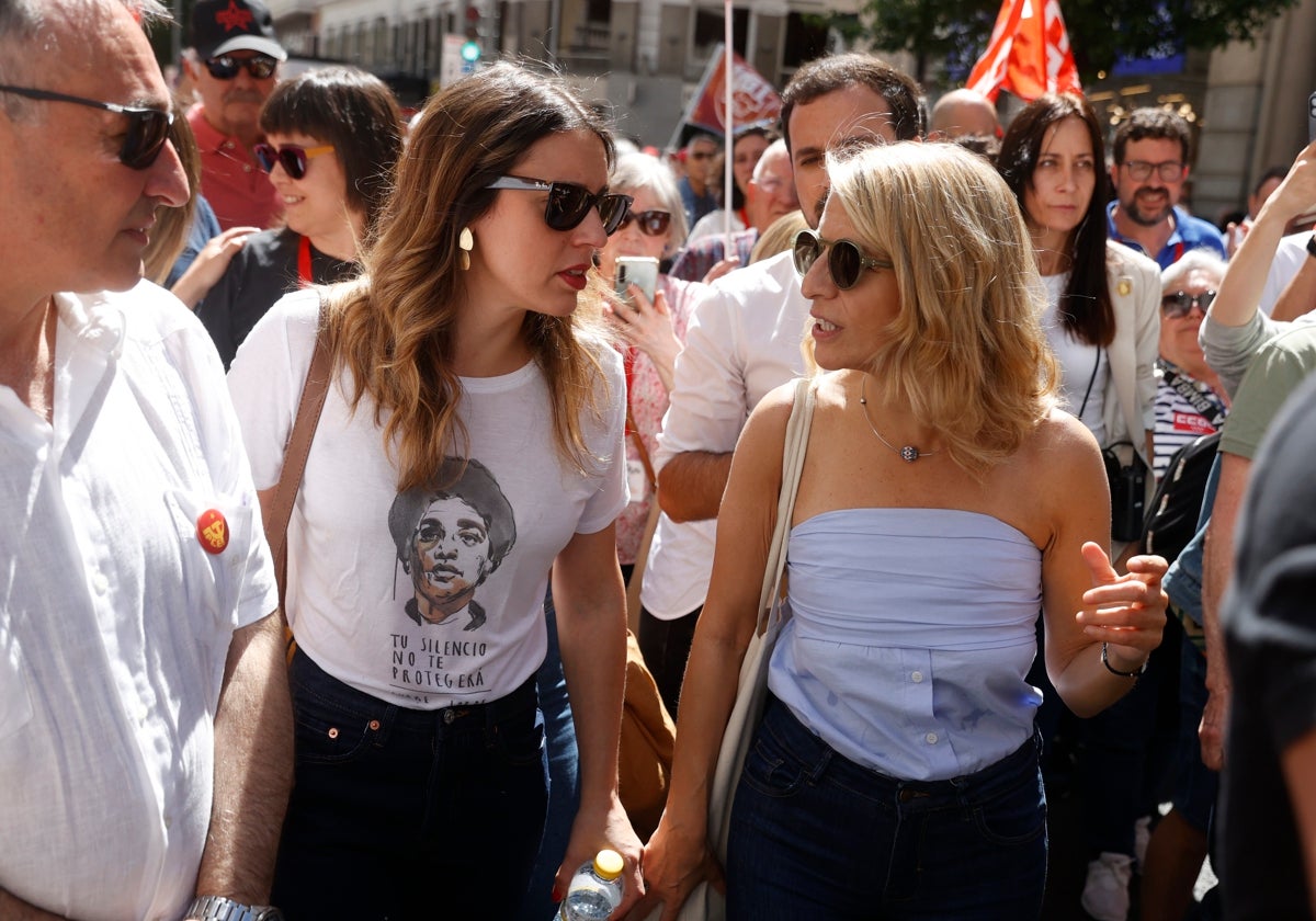 Irene Montero y Yolanda Díaz, el primero de mayo.