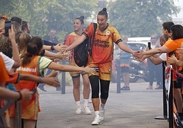 Carrera, a su llegada al primer partido de la final de Liga.