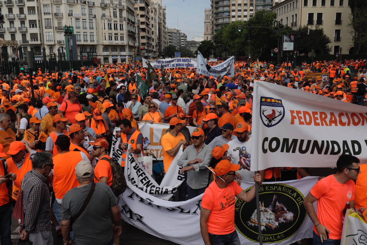 Así ha sido la manifestación en defensa de la caza celebrada en Valencia