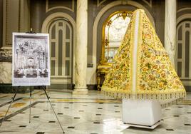 Así es el manto, al detalle, que llevará la imagen peregrina de la Mare de Déu en el Centenario de la Coronación