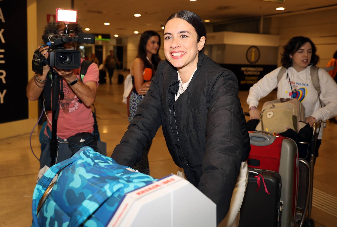 Blanca Paloma, este domingo, a su llegada a Madrid