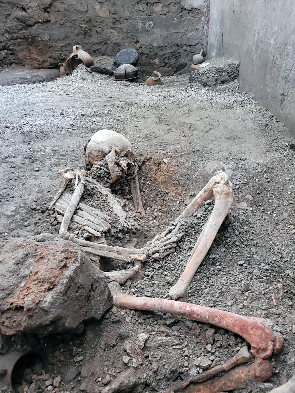 Hallan nuevos esqueletos en Pompeya: dos cuerpos que murieron tras la erupción del volcán Vesubio