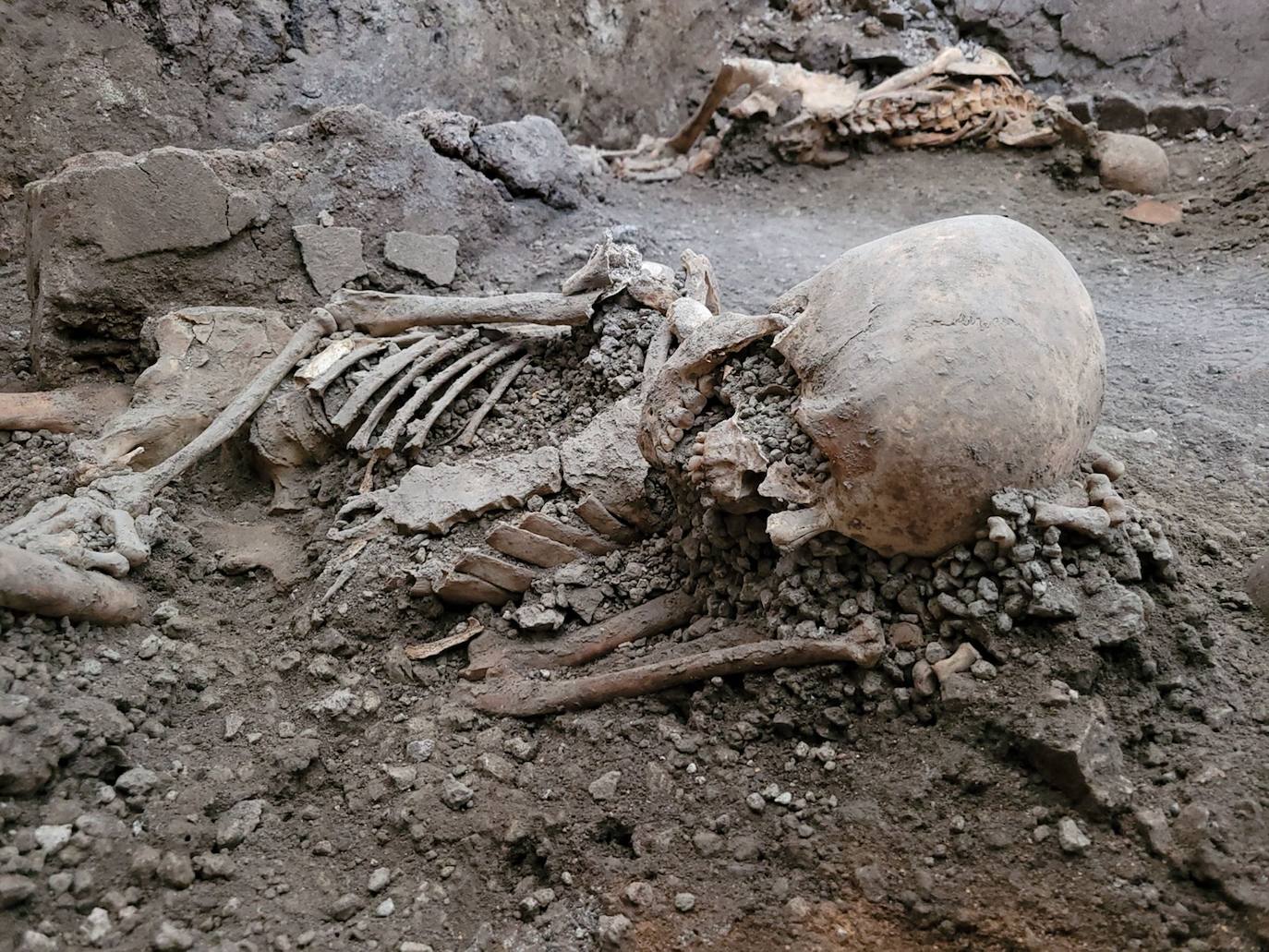 Hallan nuevos esqueletos en Pompeya: dos cuerpos que murieron tras la erupción del volcán Vesubio