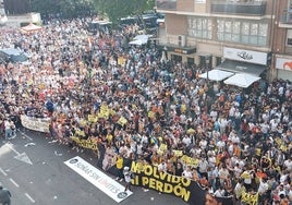 Miles de valencianistas protestan contra Peter Lim antes del partido.