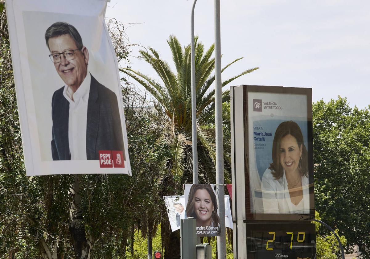 Cartelería electoral en Valencia.