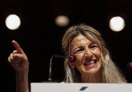 Yolanda Díaz, en un acto de campaña electoral.