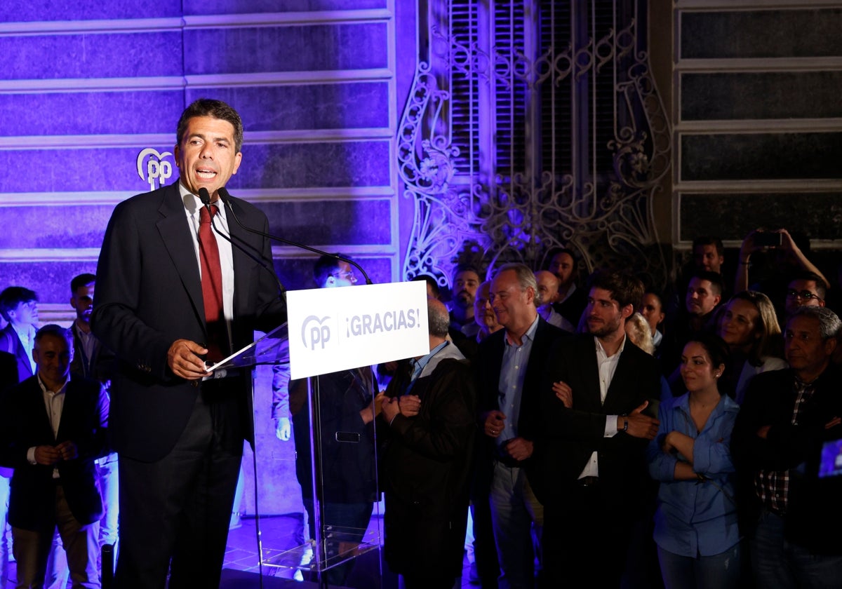 Carlos Mazón, la noche del domingo tras su triunfo electoral.