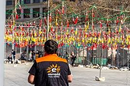 Disparo de una mascletà de Europlá.