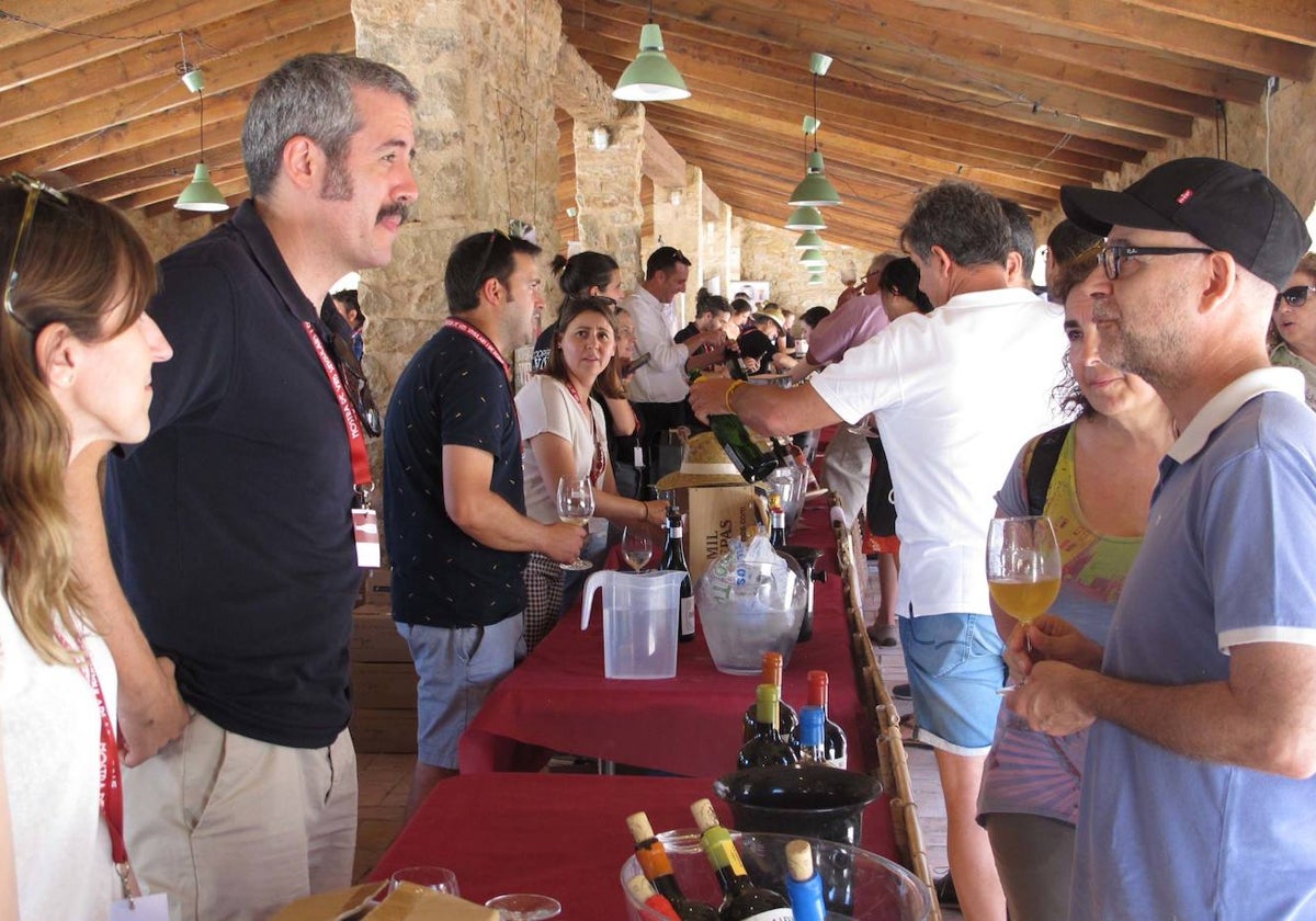 Los representantes de las bodegas dan a conocer sus vinos al público.