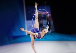 Polina Berezina, durante una competición.