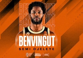 Figuración difiundida por el Valencia Basket para anunciar el fichaje de Ojeleye.