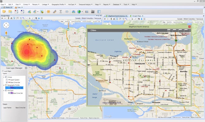 Captura de pantalla del programa de perfiles geográficos Rigel.