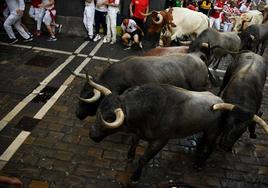 Segundo encierro de los Sanfermines en Pamplona.