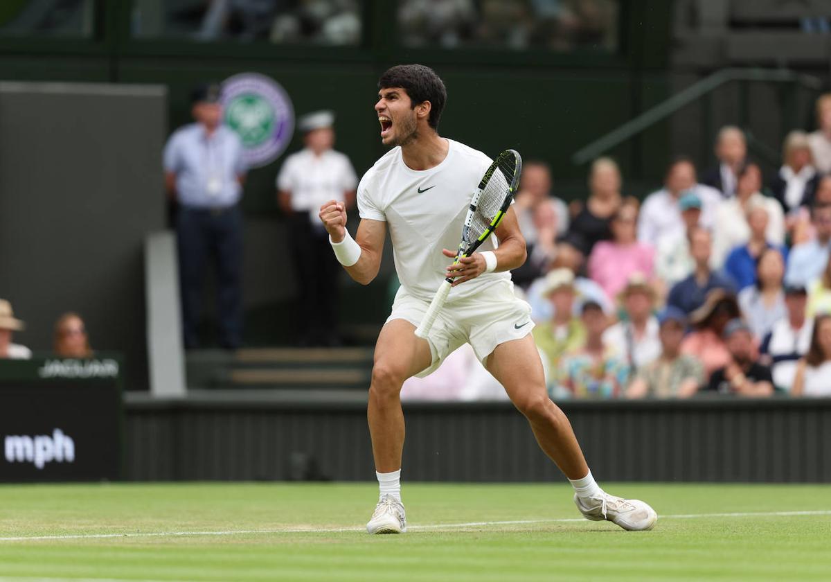 Carlitos Alcaraz en su anterior partido de Wimbledon