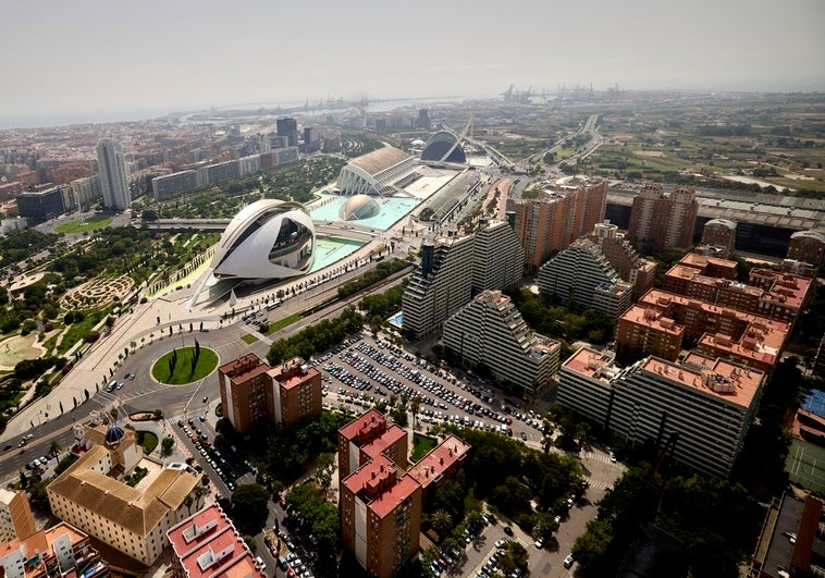 Imagen aérea de la Ciudad de las Artes y las Ciencias en Valencia.