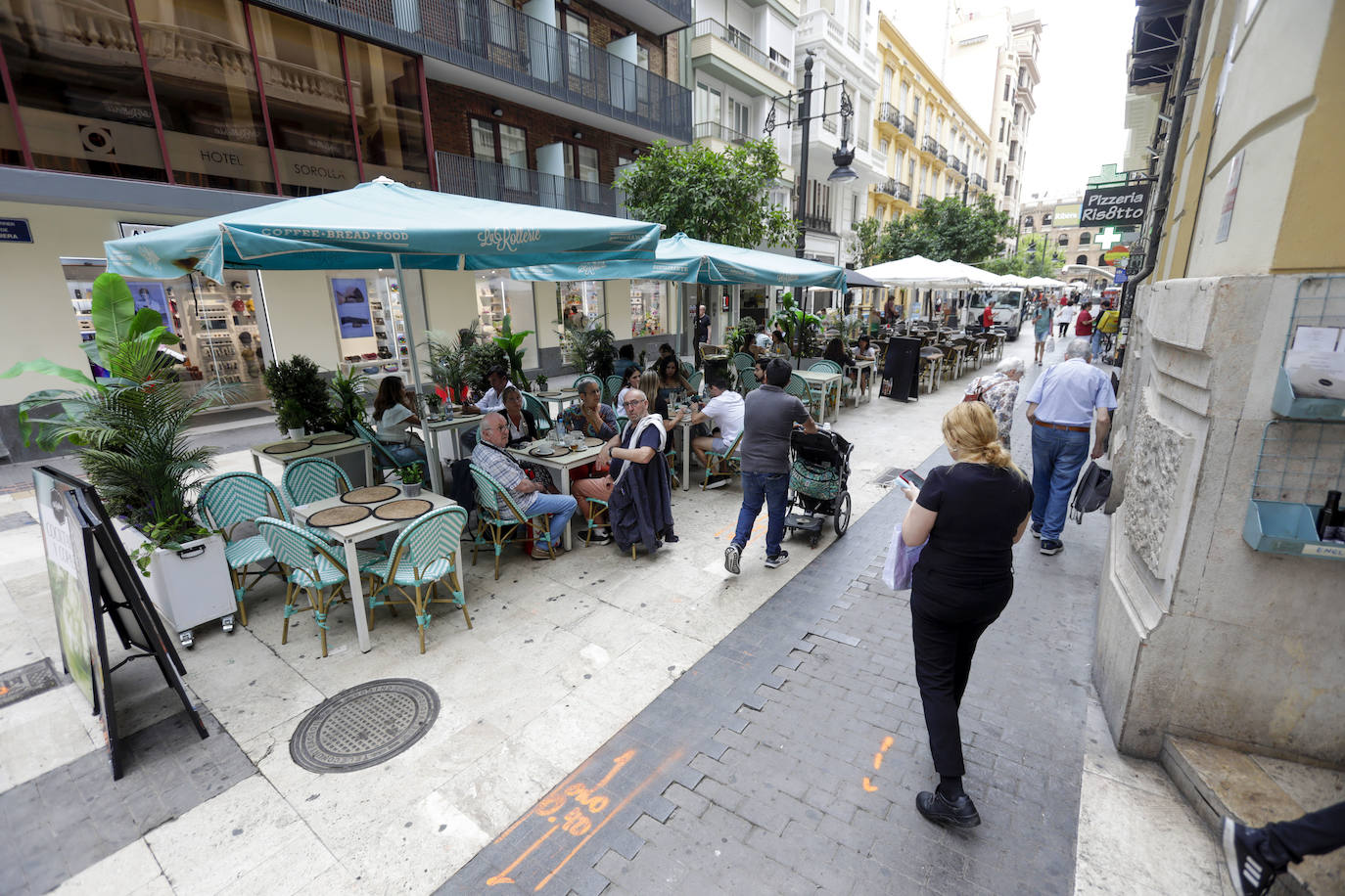 Terrazas en el centro de Valencia.