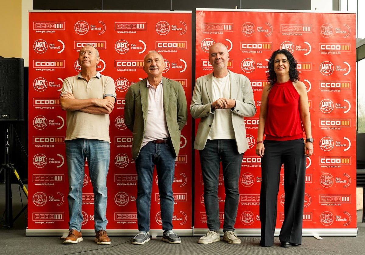 Ismael Sáez, Unai Sordo, Pepe Álvarez y Ana García durante la asamblea general