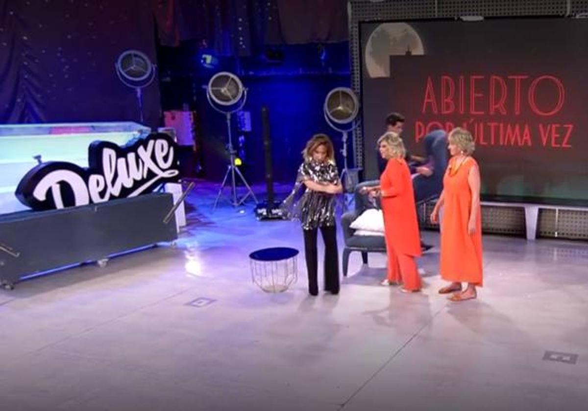 María Patiño, Milá y Terelu este viernes en el plató de 'Sálvame Deluxe'.