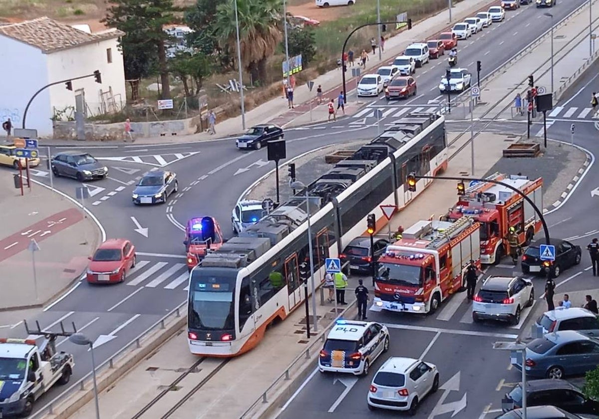 El impacto del tranvía con un coche a finales de junio.