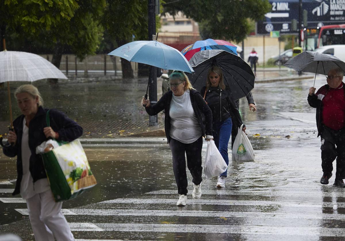 Lluvia torrencial en Valencia.