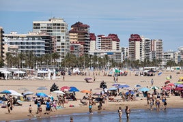 Playa de Gandia, donde fue hallada la pierna que llevaba tres semanas a la deriva.