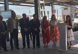 Momento de la intervención de la ministra en la estación de Xàtiva.