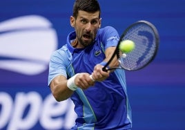 Djokovic, durante el partido de la final del US Open contra Medvedev.