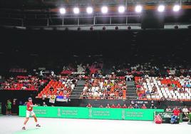 Dusan Lajovic, durante su partido en la Fonteta.